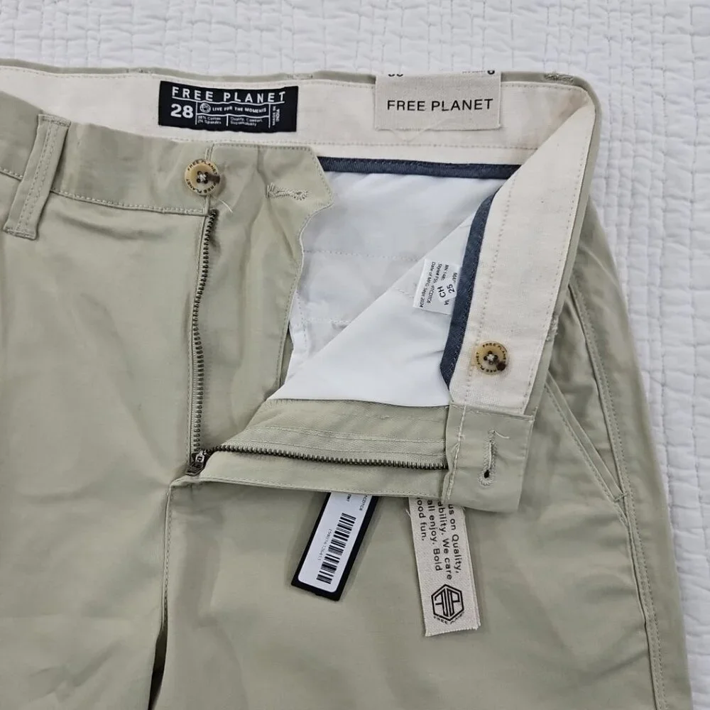 NWT‎ Free Planet Men's Stretch Chino Shorts Men's 28 Celadon Green 9